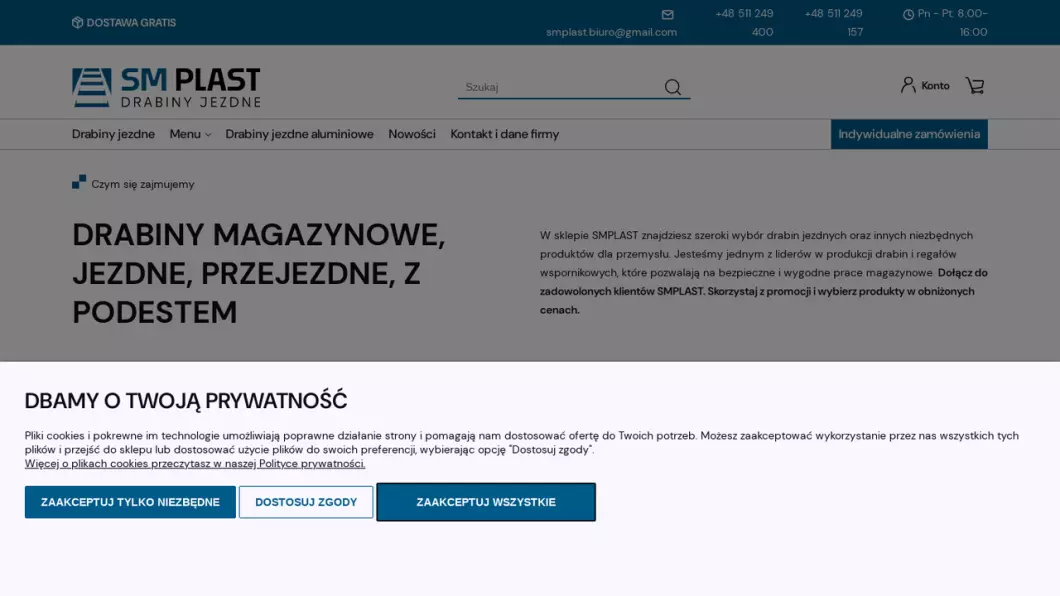 Drabiny magazynowe, jezdne | Sklep internetowy Smplast