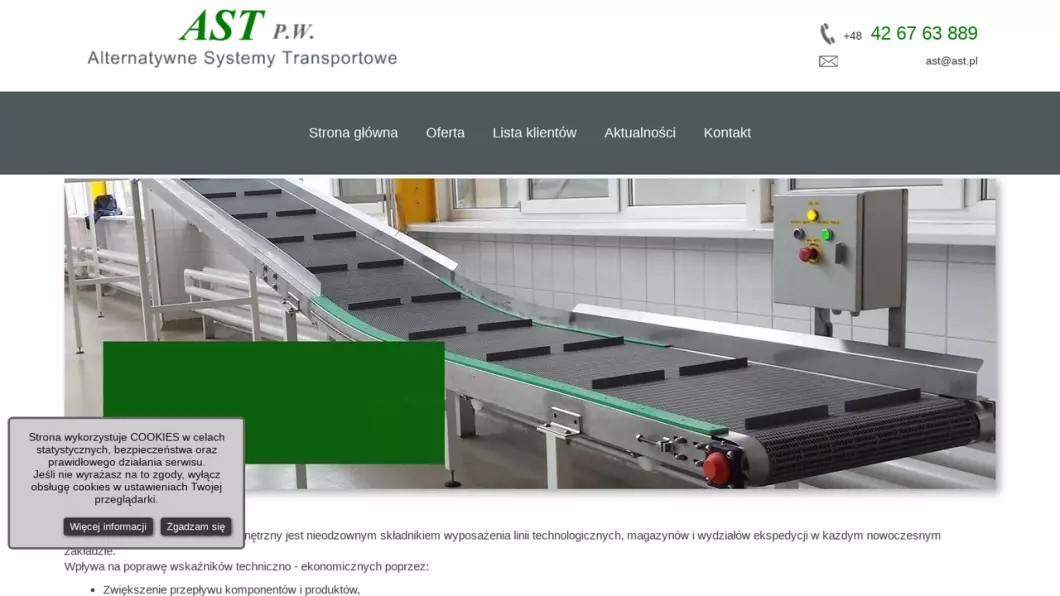 AST - przenośniki, taśmociągi, transportery